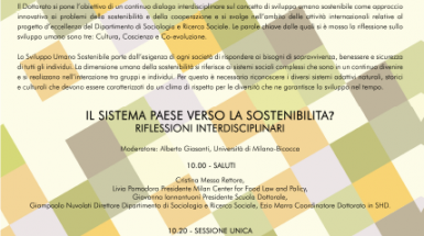 Il sistema paese verso la sostenibilità? Riflessioni interdisciplinari