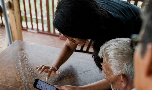explaining the phone on the porch